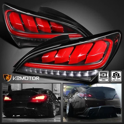 Red Fits 2010-2016 Hyundai Genesis Coupe LED Sequential Signal Tail Lights Black Foto 1 de 4