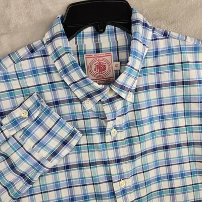 J. Press Trunk Club Mens XL Slim Blue Plaid Check Button Down Long Sleeve Shirt - Image 1 of 4