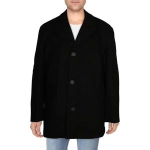 Cole Haan Mens Black Wool Notch Collar Warm Trench Coat Outerwear XXL BHFO 7524 - Picture 1 of 2