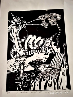 Holz/Linolschnitt TERESA BINDER 2015 - "Die unzähmbare Vernunft.." 9/15 signiert - Bild 1 von 4