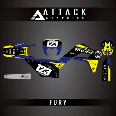 Kit completo de gráficos de bicicleta Attack Graphics Custom Fury para Sherco 250 SEF-R Foto 1 de 3