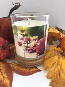 Fall Candle Candied Apple Soy Wax Jar 7oz Wood Lid Hand Poured Made In US New - Picture 1 of 3