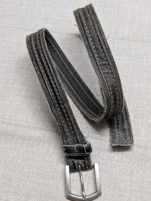 Винтажный Y2K пряжка ремень BKE кожи холст 40 мотоцикла ВОЛОВЬЯ КОЖА патина деревенский - Изображение 1 из 4