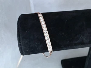 Rose gold toned silver rhinestone bar bracelet with pull toggle - Picture 1 of 2