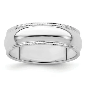 Sterling Silver Polished Unisex 6mm Milgrain Half Round Wedding Band Sz 4 - 13.5 - Picture 1 of 22