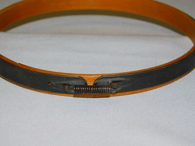 Antique Vintage Wooden & Metal Embroidery Hoop 5" dia Spring Tension EXCELLENT - Image 1 of 4