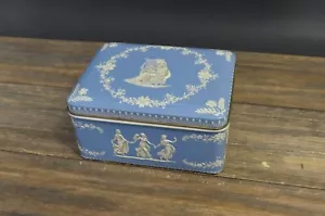 Vintage Holland Trinket Box Metal Tin Wedgewood Like Graphics Embossed Container - Picture 1 of 13