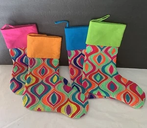 Two's Company Christmas Stockings Embellished Beaded - Picture 1 of 4