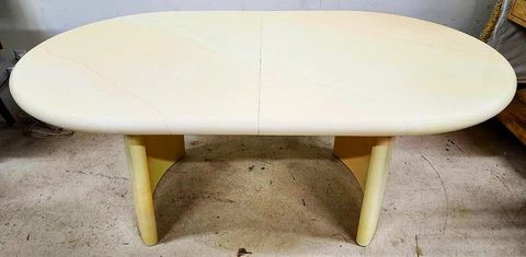 Goatskin Dining Table Karl Springer Style Lacquered 1980s with Leaf Cover