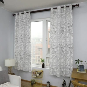 Leaf Pattern Curtain Living Bedroom Room Drape Window Curtain Home Decor - Picture 1 of 12