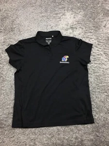 Adidas Kansas Jayhawks Polo Shirt Womens Size Large KU NCAA Climacool Black - Picture 1 of 11