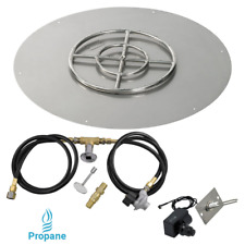 American Fireglass 36" Round Flat Fire Pit Kit with Spark Ignition Propane