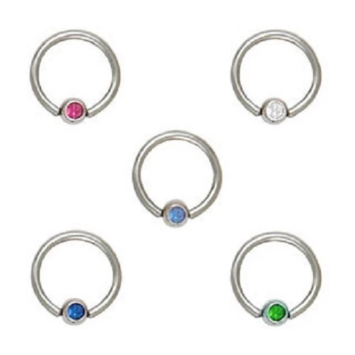1 Pair 18g 5/16" 3mm CZ Gem Captive Ear Ring Nose Piercing Choose Gemstone Color - Image 1 of 1