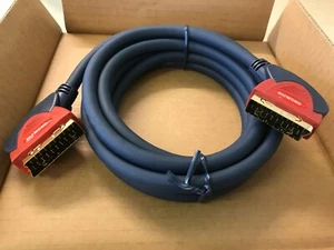 Professional Round Gold Scart Lead 5m 15ft Audio Video Cable Fully Wired 21 pin - Picture 1 of 1