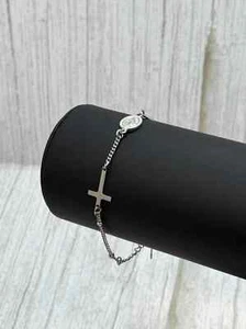 Mary Jesus Mother Cross Bracelet, Beaded Gold Chain Bracelet, Silver Chain Charm - Picture 1 of 9