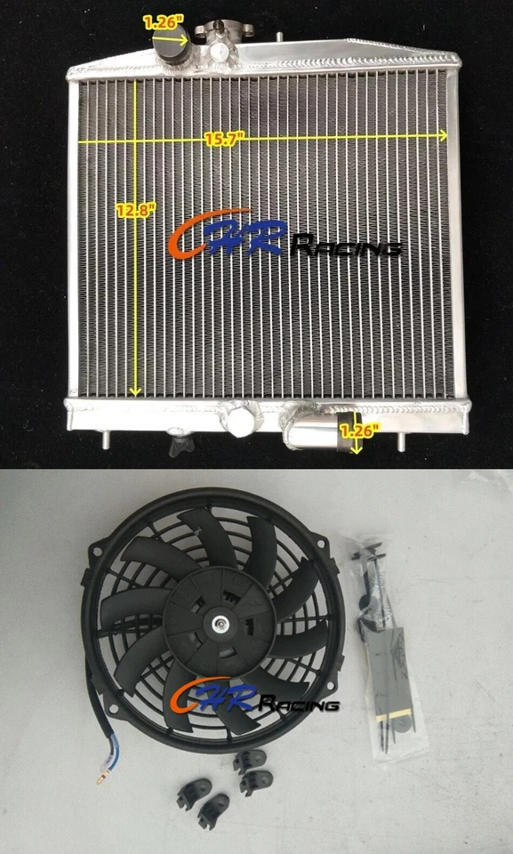 Radiador de aluminio + ventilador para Honda Civic EG 1992-1995 con intercambio K20 K-Swap 93 94 Foto 1 de 4