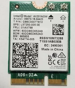 New Intel AX201 802.11ac 2.4Gbps WiFi Bluetooth 5.2 CNVio2 ThinkPad E15 - Picture 1 of 2