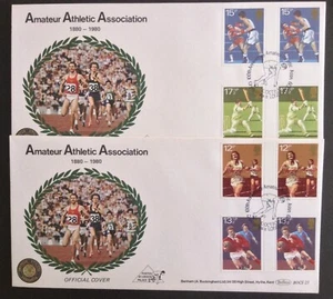 GB Benham 1980 Sports Set on 2 Amateur Athletic First Day Covers, Crystal Palace - Picture 1 of 3