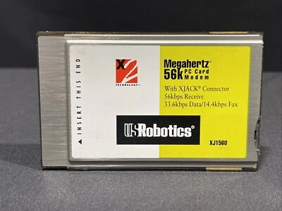 US Robotics Megahertz 56k X2 PCMCIA Modem PC Card with XJACK XJ1560 - Image 1 of 4