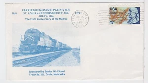 TurtlesTradingPost- Jefferson City, MD 1976 Missouri Pacific Railroad Trip Cover - Imagen 1 de 1