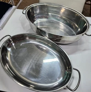 LUSTERWARE STAINLESS STEEL ROASTING PAN 2 PIECE 18-10 - Picture 1 of 8