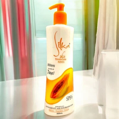 Silka Skin Whitening Lotion PAPAYA SPF 6 Large size 500ml (17 fl oz) USA stock - Image 1 of 4