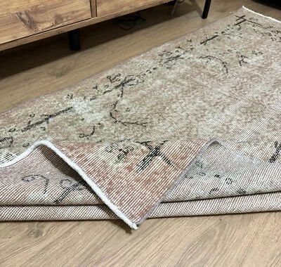 4'x7' Pastel Brown Turkish Rug, Handwoven Vintage Rug, Handmade Wool Area Rug - Image 1 of 4
