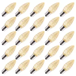 25 Count Warm White C9 LED Bulbs Energy Efficient Dimmable Long Lasting - Picture 1 of 6