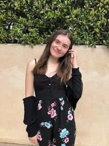 Forever 21 My Gabby Pants Romper Floral Sz Small Black Pink Blue Spaghetti Strap - Picture 1 of 6