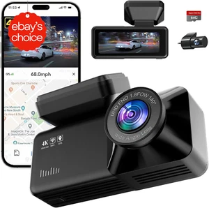 4K+1080P Dash Cam Front Rear Wifi GPS Night Vision Parking 170° Wide 256GB - Picture 1 of 12