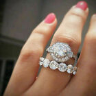 Art Deco 3.0 CT Round Cut Moissanite Diamond Engagement Bridal Set In 925 Silver