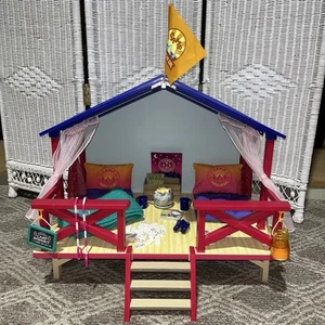 American Girl Retired Camp Hangout Tent Cabin Games Mugs Binoculars Blanket - Picture 1 of 8