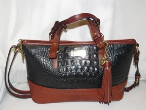 Cartera Brahmin negra y marrón con borla con estampado de cocodrilo - Imagen 1 de 9