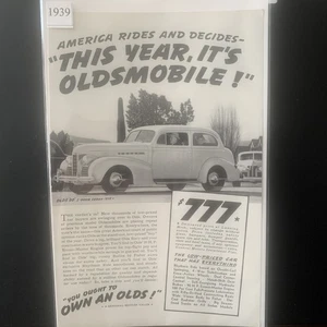 Vintage 1939 Oldsmobile Olds America Rides and Decides Ad Advertisement - Picture 1 of 2