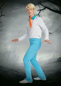 Scooby-Doo Fred Herren Halloween Kostüm Medium Detektiv 3-teiliges Set Neu - Bild 1 von 5