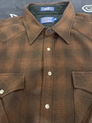 Pendleton Canyon Shirt XXL,2XL,2X Long Brown Shadow Plaid  - Image 1 of 4