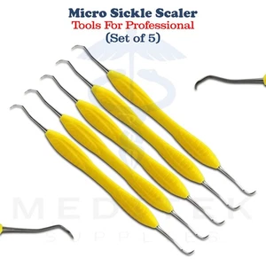 5 Dental Micro Sichel Scaler Parodontal Interproximal Scaling Silikon Griff - Bild 1 von 3