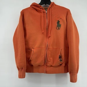 Vintage Polo Ralph Lauren Thermo Hoodie Herren L Orange Full Zip Big Pony Y2K - Bild 1 von 8