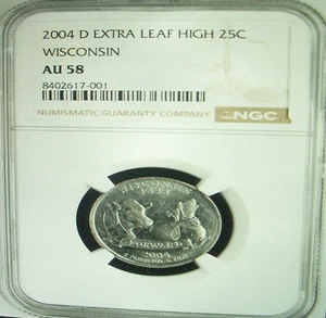 2004 D Wisconsin Extra Leaf High Quarter NGC AU 58 - Picture 1 of 4