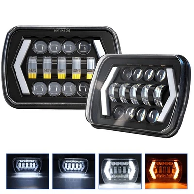 Par de faros LED 5x7" 7x6 alto y bajo con DRL para Chevy Express 1500 1996 1997-2014 Foto 1 de 4