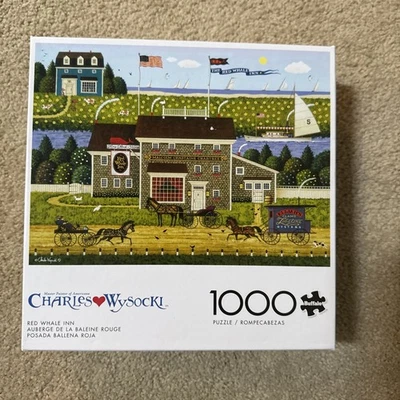 Charles Wysocki 1000 Pc Jigsaw Puzzle Red Whale Inn-Buffalo-Complete - Image 1 of 4