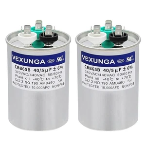 2 Stück 40+5uF 40/5MFD 370V oder 440V Dual Run Start Round UL Listed AC Kondensator 40 - Bild 1 von 6