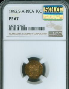 1992 SOUTH AFRICA 10 CENT PROOF NGC PF-67 MAC SPOTLESS QUALITY✔️
