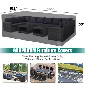 600D 138IN Outdoor Furniture Cover Heavy Duty Waterproof Patio Table Cover - Picture 1 of 12