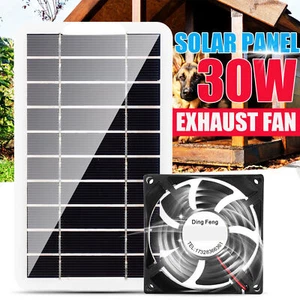 30W Solarpanel Ventilator Solar Abluftventilator für Hühnerstall & Gewächshaus - Bild 1 von 12