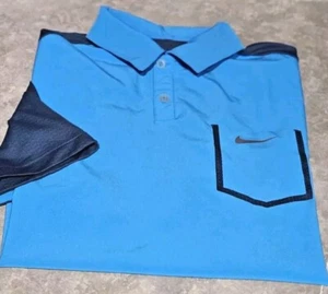 New! NIKE GOLF DRIFIT-Blue Poly/Spdx, Mens SS, TOUR PERFORM Golf Shirt w/Pkt-(M) - Picture 1 of 4