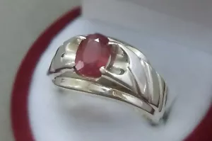 Natürlicher 1 Karat roter Rubin Sterlingsilber 925 Roby Handarbeit Yakoot Damen Ring - Bild 1 von 11