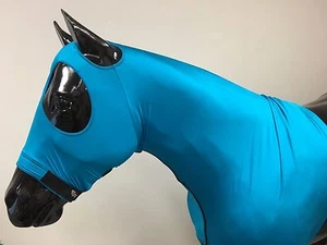 Sleazy Sleepwear for Horses Genuine Stretch Hood Teal Medium with Full Zipper - Picture 1 of 2