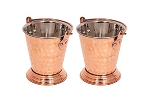 Copper Stainless Steel Serveware Traditional Bucket For Food Serving Pack of 2 - Picture 1 of 8