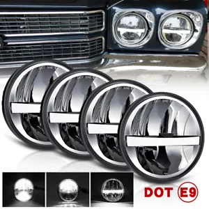 4Pcs 5.75" 5-3/4 Round Hi/Lo DRL Beam LED Headlights For Ford LTD Gran Torino - Picture 1 of 7